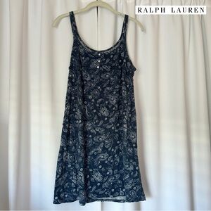 Ralph Lauren Blue Sleeveless Spaghetti Strap Sleep Dress Size Small